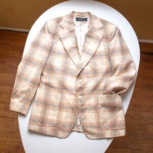 James Whitehead Brown Plaid Blazer Sport Jacket Men's Large
